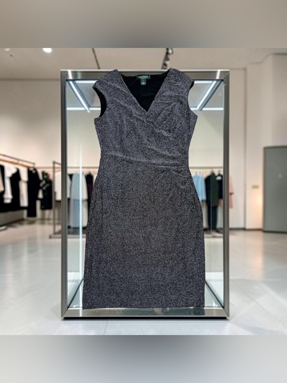 Lauren Ralph Lauren Textured Dress,Silver black Metallic